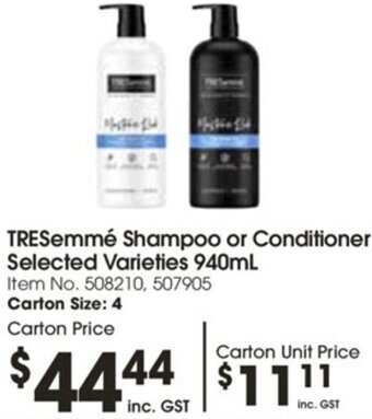 Campbells Wholesale TRESemmé Shampoo or Conditioner Selected Varieties 940mL offer