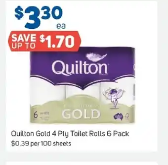 Foodland Quilton Gold 4 Ply Toilet Rolls 100 sheets offer