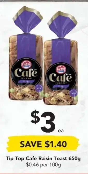Drakes Tip Top Cafe Raisin Toast 650g offer