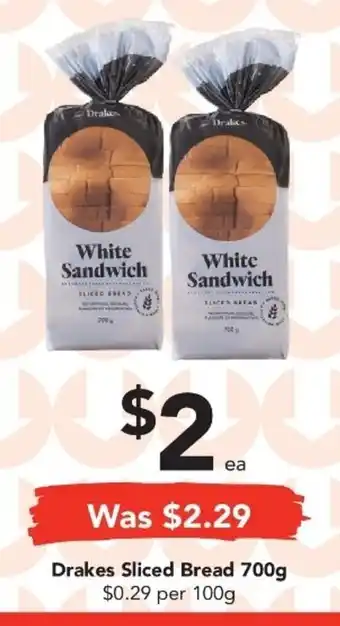 Drakes Drakes Sliced Bread 700g offer