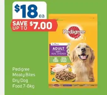 Foodland Pedigree Meaty Bites Dry Dog Food 7-8kg offer