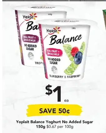 Drakes Yoplait Balance Yoghurt No Added Sugar 150g offer