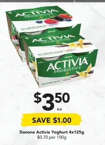 Danone Activia Yoghurt 4 x 125g