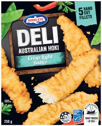 Coles Birds eye deli hoki crispy light batter 250g offer