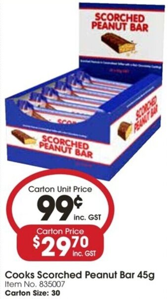 Campbells Wholesale Cooks Scorched Peanut Bar 45g offer