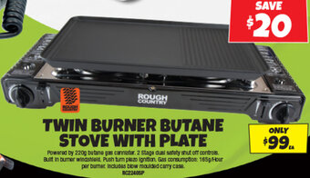 Autobarn TWIN BURNER BUTANE STOVE WITH PLATE offer