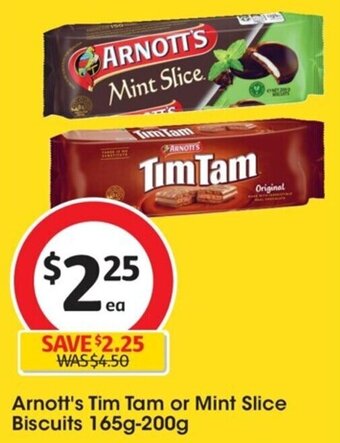 Coles Arnott's Tim Tam or Mint Slice Biscuits 165g-200g offer