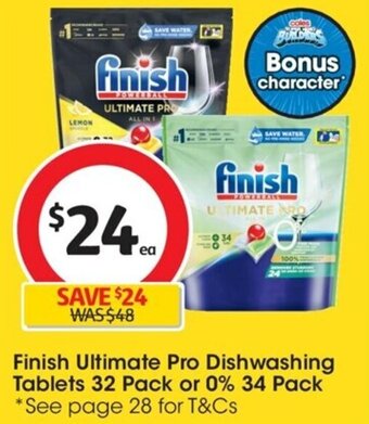 Coles Finish Ultimate Pro Dishwashing Tablets 32 Pack or 0% 34 Pack * offer
