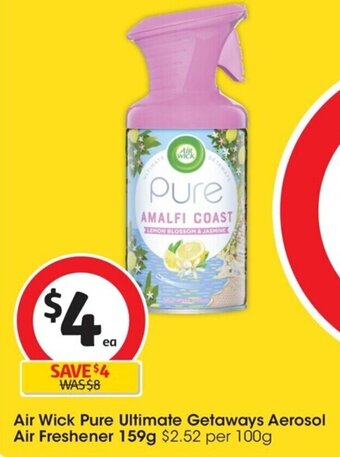 Coles Air Wick Pure Ultimate Getaways Aerosol Air Freshener 159g offer