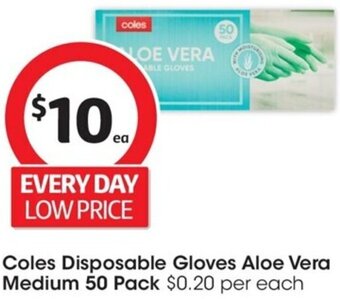 Coles Coles Disposable Gloves Aloe Vera Medium 50 Pack offer