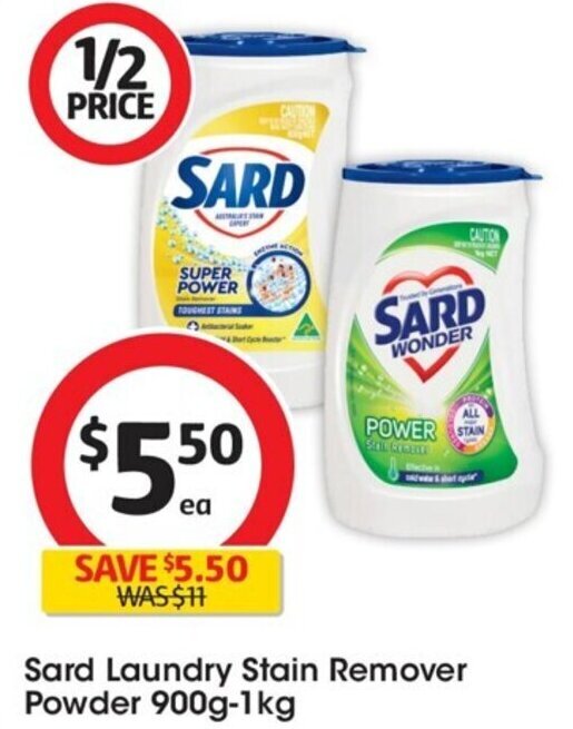 Sard Laundry Stain Remover Powder 900g1 kg offer at Coles