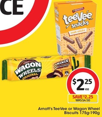 Coles Arnott's TeeVee or Wagon Wheel Biscuits 175g-190g offer