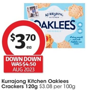 Coles Kurrajong Kitchen Oaklees Crackers 120g offer