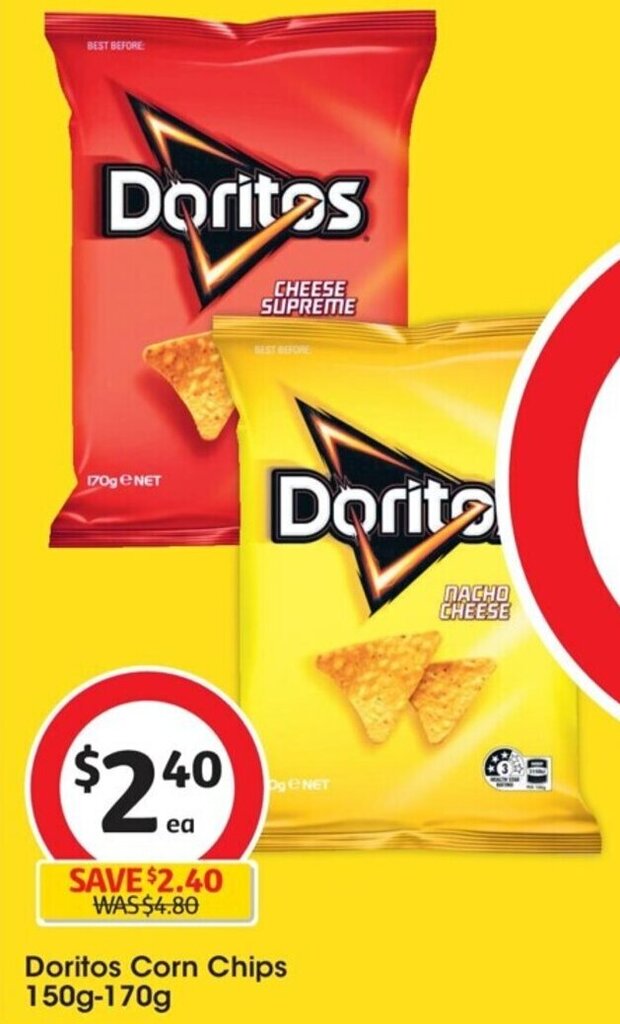 Doritos Corn Chips 150g170g offer at Coles