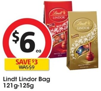 Coles Lindt Lindor Bag 121g-125g offer