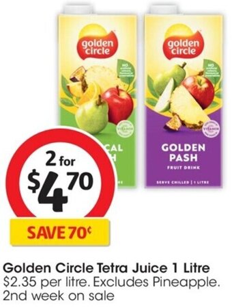 Coles Golden Circle Tetra Juice 1 Litre offer