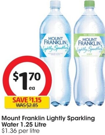 Coles Mount Franklin Lightly Sparkling Water 1.25 Litre offer
