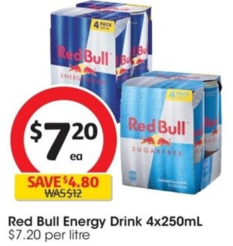 Coles Red Bull Energy Drink 4x250mL offer