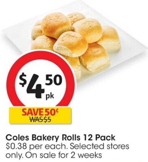 Coles Bakery Rolls 12 Pack offer at Coles