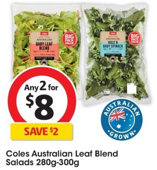 Coles Australian Leaf Blend Salads 280g300g offer at Coles