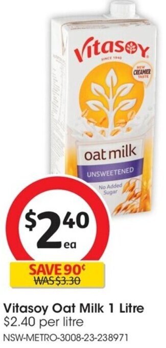 Coles Vitasoy Oat Milk 1 Litre offer