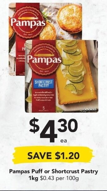 Drakes Pampas Puff or Shortcrust Pastry 1kg offer