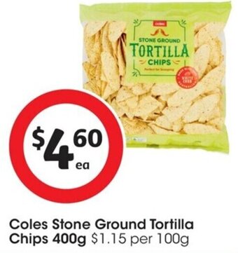 Coles Coles Stone Ground Tortilla Chips 400g offer
