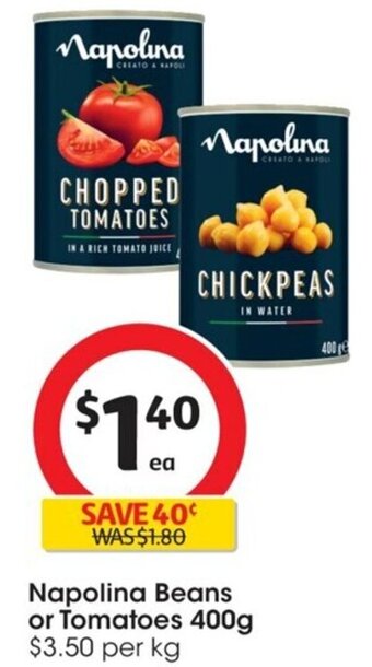 Coles Napolina Beans or Tomatoes 400g offer