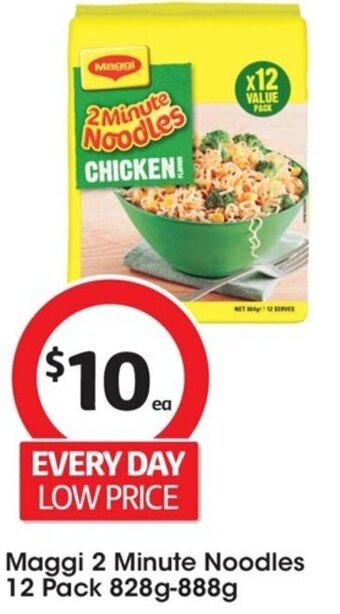 Coles Maggi 2 Minute Noodles 12 Pack 828g-888g offer
