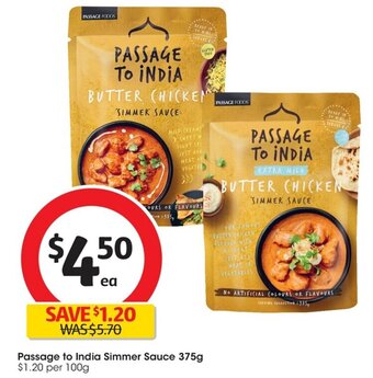 Coles Passage to India Simmer Sauce 375g offer