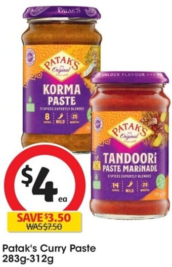 Coles Patak's Curry Paste 283g-312g offer