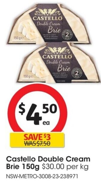 Coles Castello Double Cream Brie 150g offer