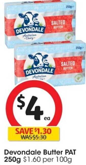 Coles Devondale Butter PAT 250g offer