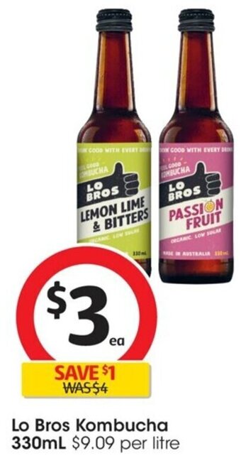 Coles Lo Bros Kombucha 330mL offer