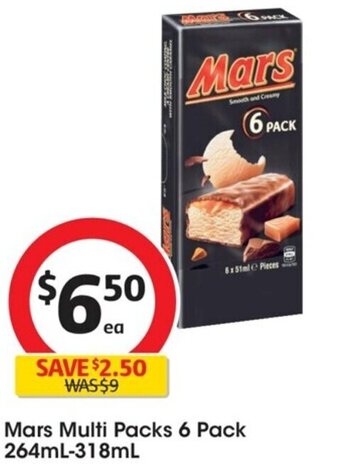 Coles Mars Multi Packs 6 Pack 264mL-318mL offer