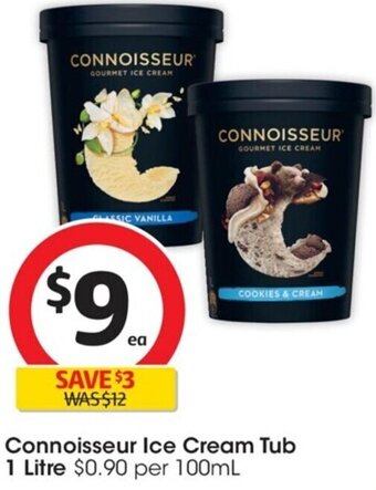 Coles Connoisseur Ice Cream Tub 1 Litre offer