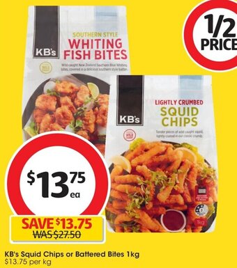 Coles KB's Squid Chips or Battered Bites 1kg offer