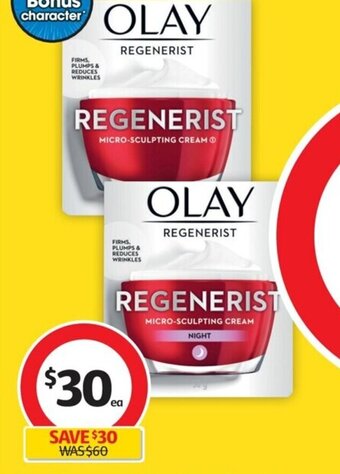 Coles Olay Regenerist Micro Sculpting Cream or Night Cream 50g offer