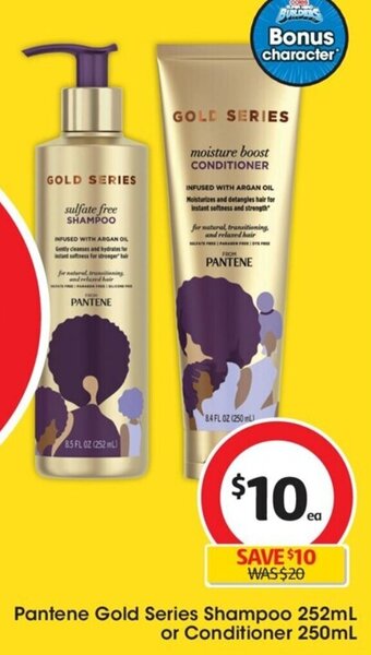Coles Pantene Gold Series Shampoo 252mL or Conditioner 250mL offer