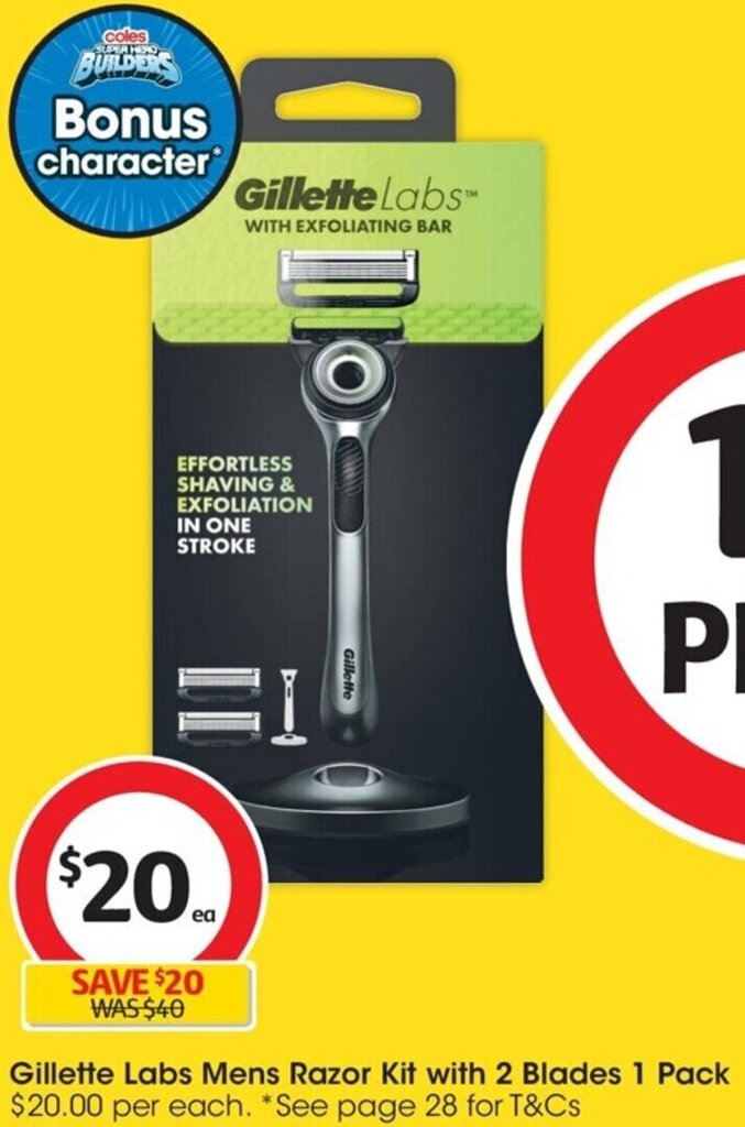 Gillette Labs Mens Razor Kit with 2 Blades 1 Pack offer at Coles