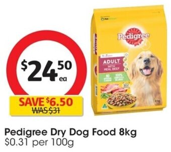 Coles Pedigree Dry Dog Food 8kg offer