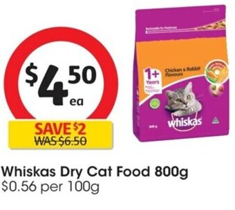 Coles Whiskas Dry Cat Food 800g offer