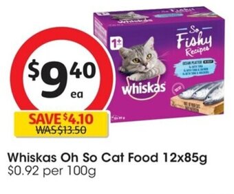 Coles Whiskas Oh So Cat Food 12x85g offer