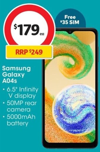Coles Samsung Galaxy A04s offer