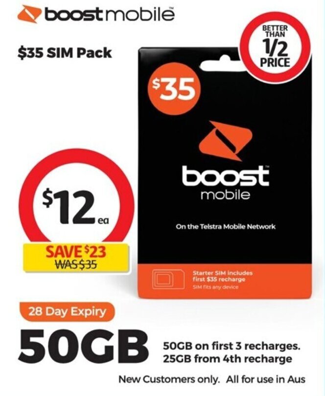boost mobile SIM Pack offer at Coles