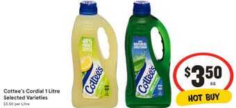IGA Cottee's Cordial 1 Litre Selected Varieties offer
