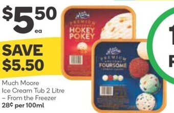 Woolworths Much Moore Ice Cream Tub 2 Litre offer
