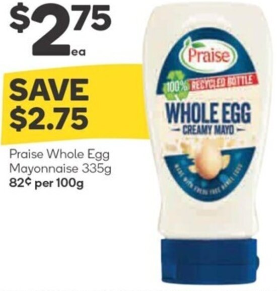Praise Whole Egg Mayonnaise 335g offer at Woolworths