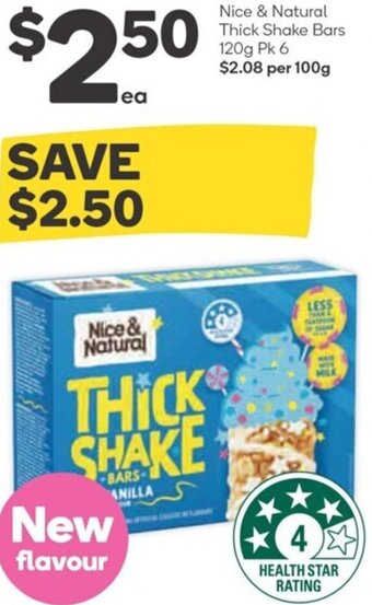 Woolworths Nice & Natural Thick Shake Bars 120g Pk 6 offer