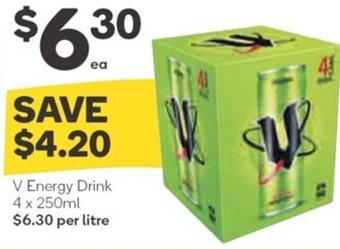 Woolworths V Energy Drink 4 x 250ml offer